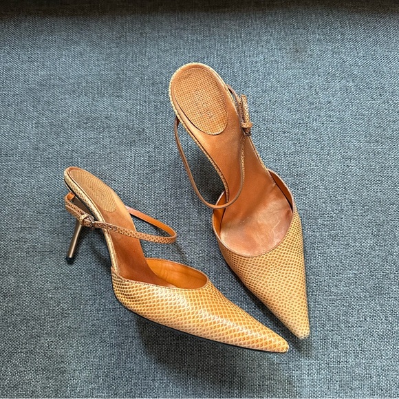 Vintage Orange Gucci snakeskin heels - Picture 1 of 8